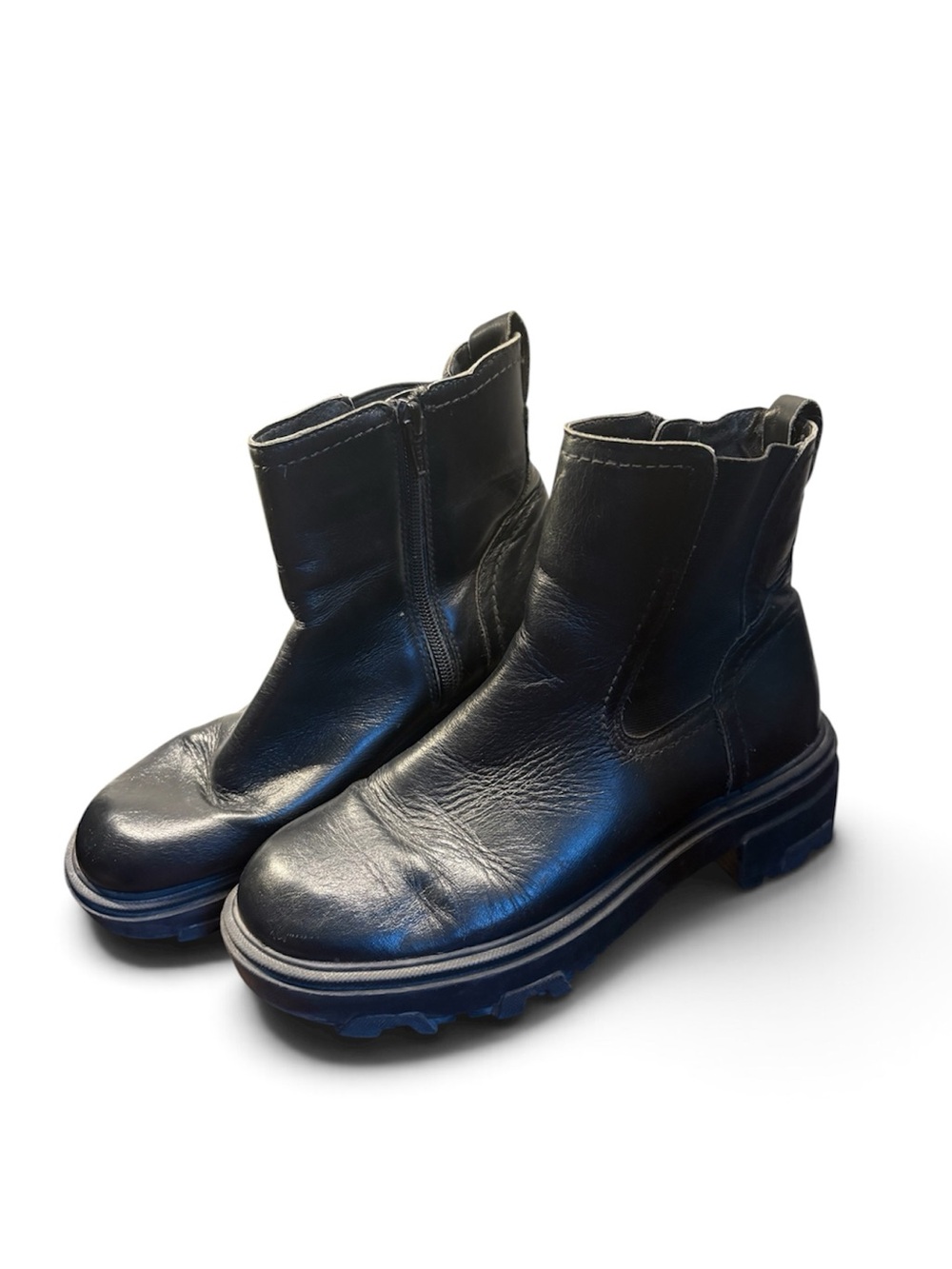 House of Harlow 1960 Black Leather Lug Sole Ankle Boots